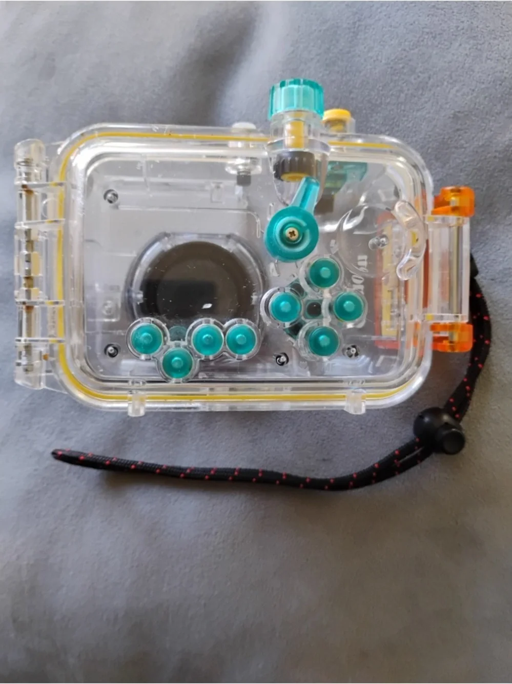 Canon Wp-DC700 Clear Waterproof Camera Housing with Teal and Orange Accents